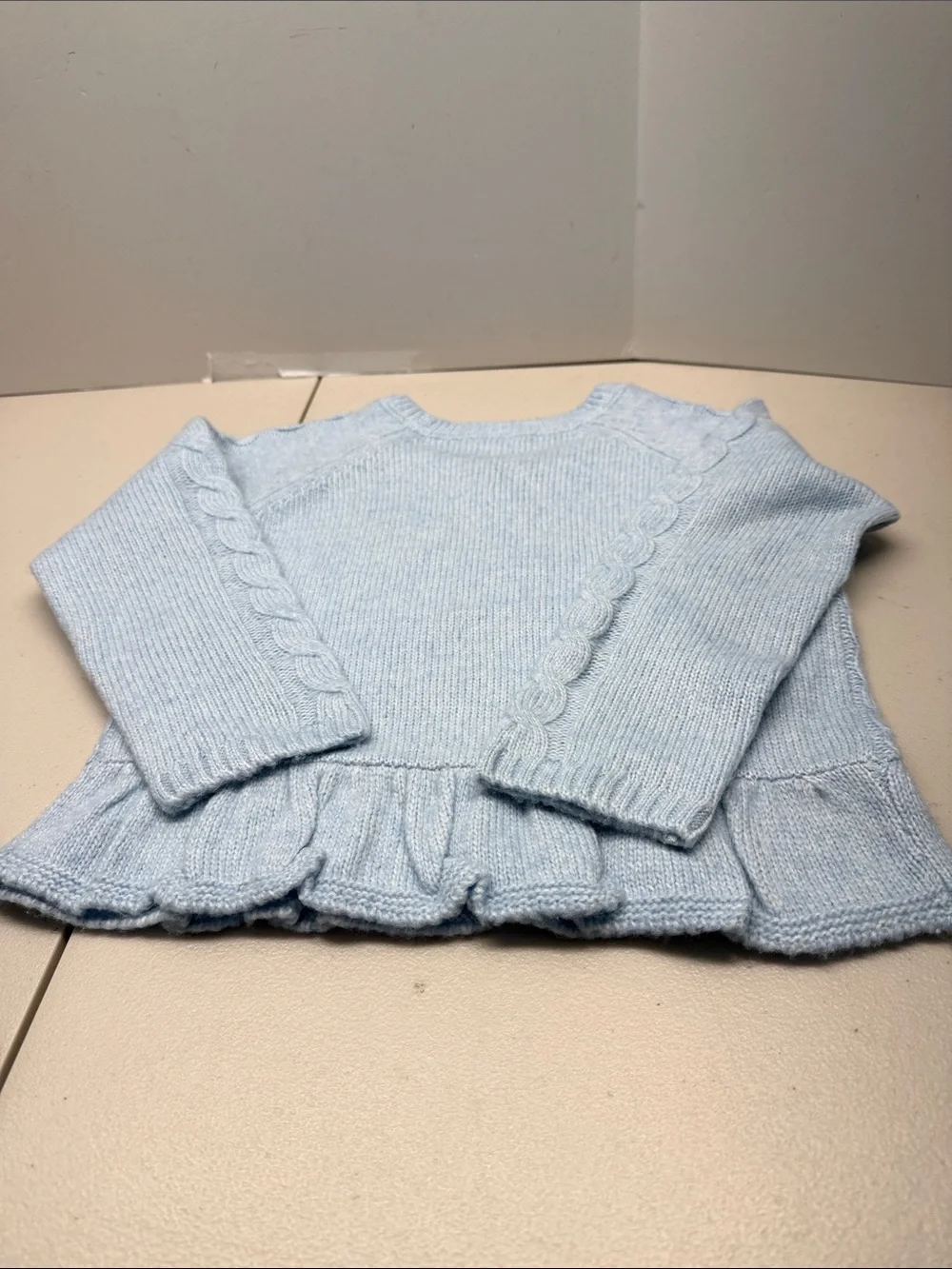 Gymboree Baby Blue Cable Knit Ruffle Hem Sweater. NWT, size 3T